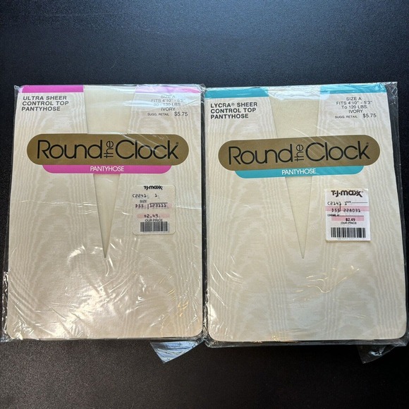 Round the Clock Accessories - Round the Clock Pantyhose Vintage Sheer control top Size A Ivory
